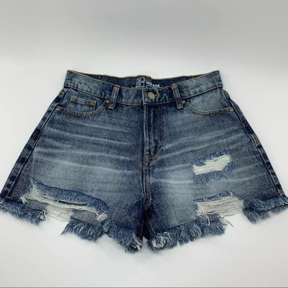 NOBO Distressed High Rise Cut-Off Denim Shorts - Picture 1 of 6